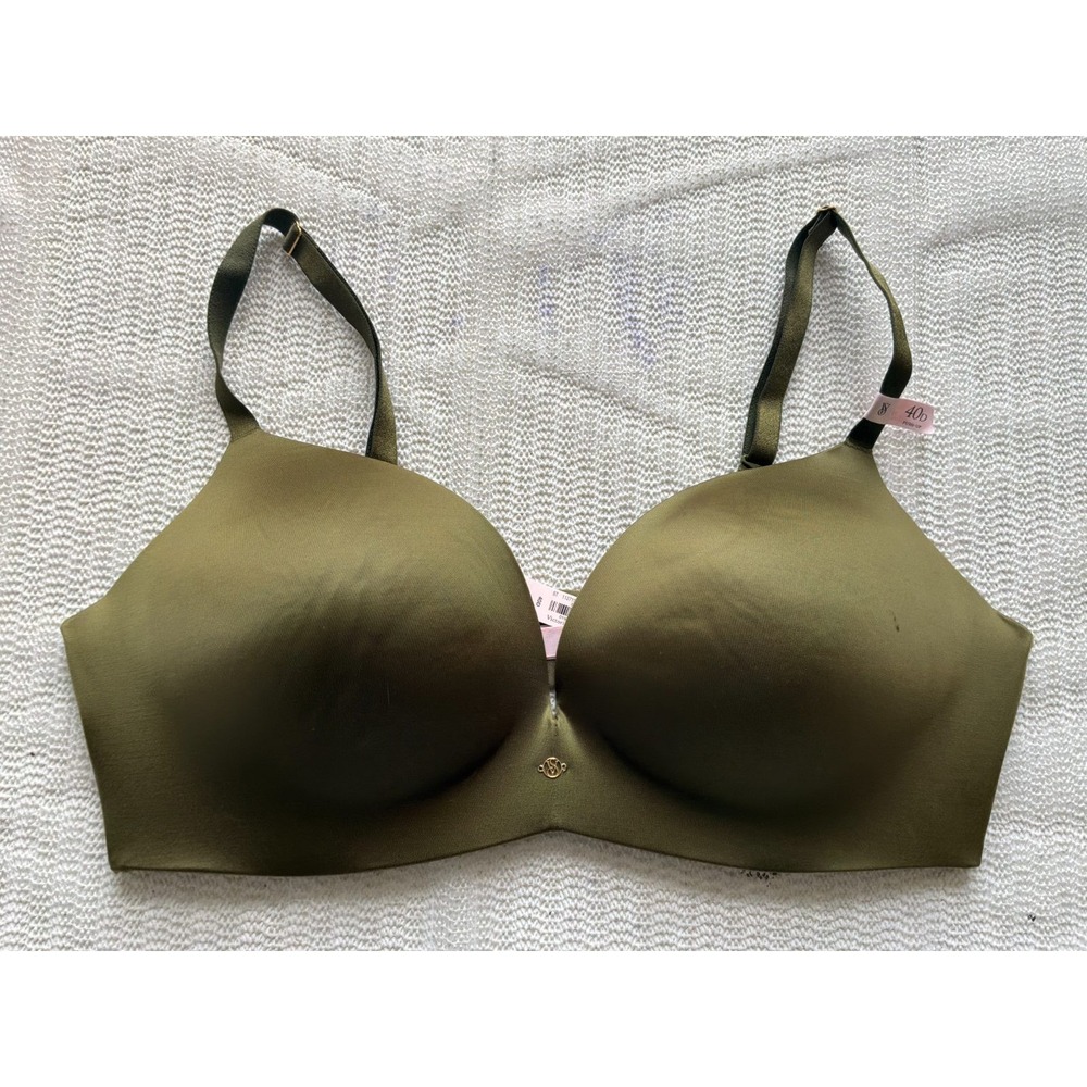 Victoria's Secret Push-Up Bra 40D Olive Green Wireless Lightly Lined NWT